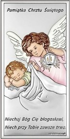 Ezüst kép (színes) 7x14cm Őrangyal keresztelői emlék....