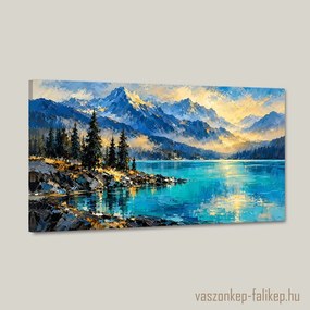 Fény a Hegyi Tavon – Prémium Vászonkép 40x23 cm