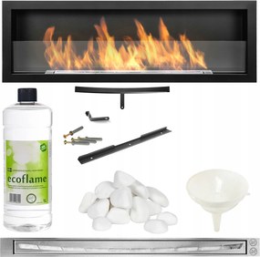 Biokandalló üveggel S-Line 120x40cm fekete 1200x400