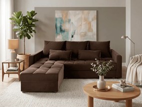 Barna kihúzható sarokkanapé ZENOVA 220 x 140 cm, kétoldalas