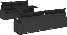 vidaXL Kerti Kanapé Szett párnával 8 pcs Fekete Poli rattan