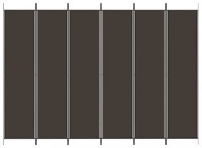 6 paneles barna szövet paraván 300 x 220 cm