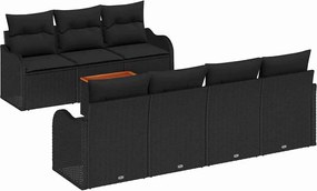 vidaXL Kerti Kanapé Szett párnával 8 pcs Fekete polirattan