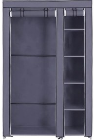 Tároló textilszekrény polcokkal és akasztórúddal MATIS 110x175 cm szürke