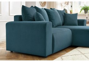 Kék bársony sarokkanapé Enjoy – Bobochic Paris