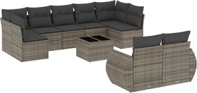 vidaXL 10 részes szürke polyrattan kerti ülőgarnitúra párnákkal