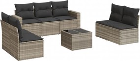 vidaXL 8 részes világosszürke polyrattan kerti ülőgarnitúra párnával