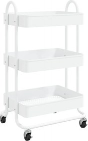vidaXL fehér acél 3 szintes kocsi 43 x 34 x 79 cm
