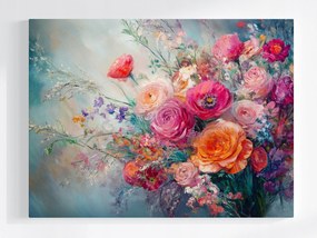 Vászonkép Canvas Dekoráció Természet Mezei Virágok Csokor Rózsa 80x60