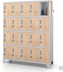 BHP szociális szekrény rekeszekkel, szürke / sonoma tölgy, 1360x1720x450 mm: ROBERT Eco Design