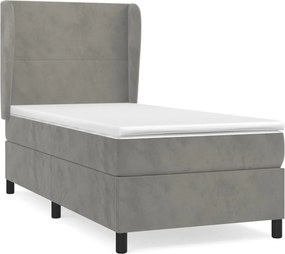 vidaXL világosszürke bársony rugós ágy matraccal 100 x 200 cm