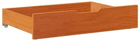 2 db viaszbarna tömör fenyőfa ágy alatti fiók 80 x 55 x 16 cm