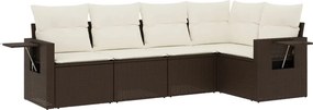 vidaXL 5 részes barna polyrattan kerti ülőgarnitúra párnával