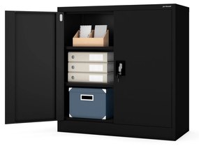 Alacsony fém irattartó szekrény BEATA, 900 x 930 x 400 mm, fekete