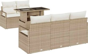 vidaXL Kerti Kanapé Szett tárolóval 6 pcs Beige és krém polirattan