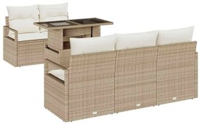 vidaXL Kerti Kanapé Szett tárolóval 6 pcs Beige és krém polirattan