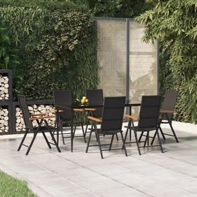 7 részes fekete-barna polyrattan kerti étkezőgarnitúra