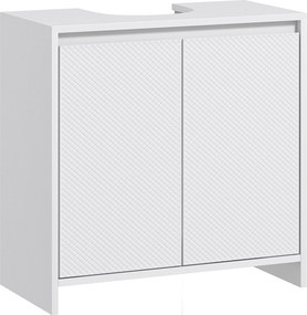 HOMCOM Mosdó Alatti Szekrény Modern Fürdőszobai Szekrény Polccal Tipover Elleni Talppal 40 kg Teherbírás 60x30x60 cm Fehér | Aosom