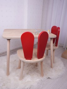 Gyerekasztal székekkel Bunny One Chair Set - Red, Brown