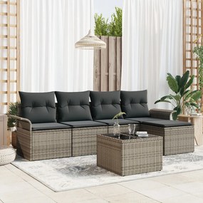 Kerti Kanapé Szett párnával tárolóval 6 pcs Szürke Poli rattan