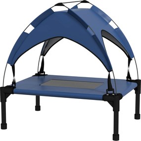 PawHut Felnőtt Kutya Ágy Napernyővel, Kültéri Kutya Pihenőhely, Lélegző, Kicsi és Mini Kutyák számára Sötét Kék Oxford 61 x 46 x 63 cm | Aosom