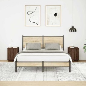 2 db barna tölgyfa éjjeliszekrények LED világítással 38x34x50cm