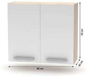 Konyhabútor 2,4 m, tölgy sonoma/fehér, NOVA PLUS