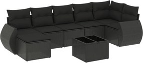 vidaXL 8 részes fekete polyrattan kerti ülőgarnitúra párnákkal