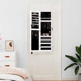 fehér falra szerelhető tükrös ékszerszekrény 30x8,5x106 cm