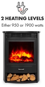 Klarstein Bormio S, elektromos kandalló, 950/1900 W, termosztát, heti időzítő