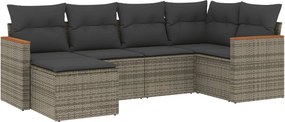 vidaXL 6 részes szürke polyrattan kerti ülőgarnitúra párnákkal