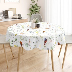 Goldea pamut asztalterítő - színes madarak - kör alakú Ø 100 cm