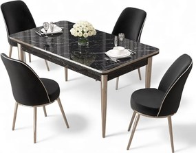 Rewa étkezőgarnitúra, fekete márvány-króm, 110 cm – TR240CHR3052