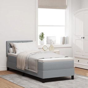 Box Spring Ágy Matraccal &amp; LED Világosszürke 80x200 cm Szövet
