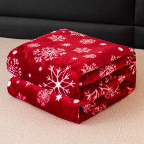 Piros karácsonyi mikroplüss pléd SNOWFALL Méret: 200 x 220 cm