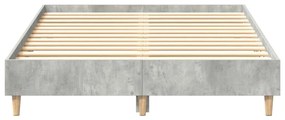betonszürke szerelt fa ágykeret matrac nélkül 135 x 190 cm