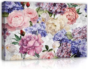 Vászonkép 60x40 Virágok rózsák bazsarózsa csokor tavasz nyár pasztell színek művészet