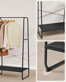 Ruhatartó állvány 45 × 120 × 160 cm, ruhatartó és cipőtartó egyben ébenfekete / matt fekete