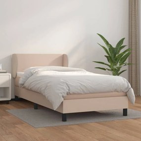 Cappuccino színű műbőr rugós ágy matraccal 90 x 200 cm