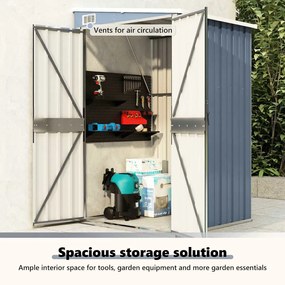 szürke acél falhoz erősíthető kerti fészer 118x100x178 cm