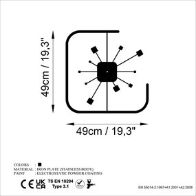 Fém falióra, 49×49 cm – TR891TNL2440