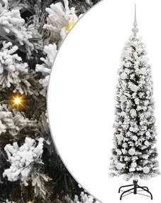 vidaXL Mű karácsonyfa 150 LED-del Zöld 150 cm PVC, acél és műanyag