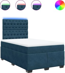 vidaXL kék bársony rugós ágy matraccal 120 x 200 cm