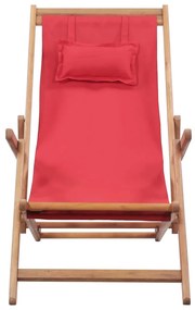 Piros összecsukható szövetkárpitos favázas strandszék