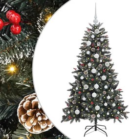 vidaXL Mű karácsonyfa 150 LED-del Zöld 150 cm PVC és Műanyag és Acél