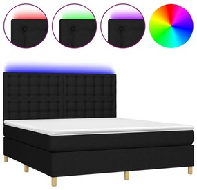 fekete szövet rugós és LED-es ágy matraccal 160x200 cm