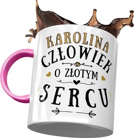 Rózsaszín Bögre Karolina Barátnőnek Ajándék Nyomtatott Fotóval