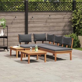 Kert Pad Készlet párnával tárolóval 4 pcs Barna és Szürke