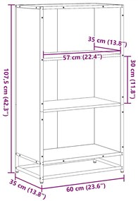 fekete forgácslap könyvszekrény 60x35x107,5 cm