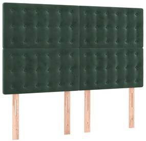 sötétzöld bársony LED-es fejtámla 144x5x118/128 cm